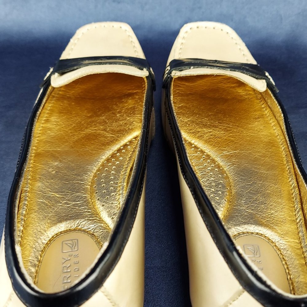 Sperry Tan & Black Patent Leather Penny Loafers Size 7.5M - Picture 5 of 14